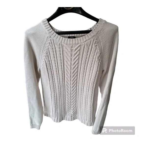 J. Crew Cable Knit Classic Cotton‎ Crewneck Sweater in Cream, Women’s Medium. - Picture 5 of 5